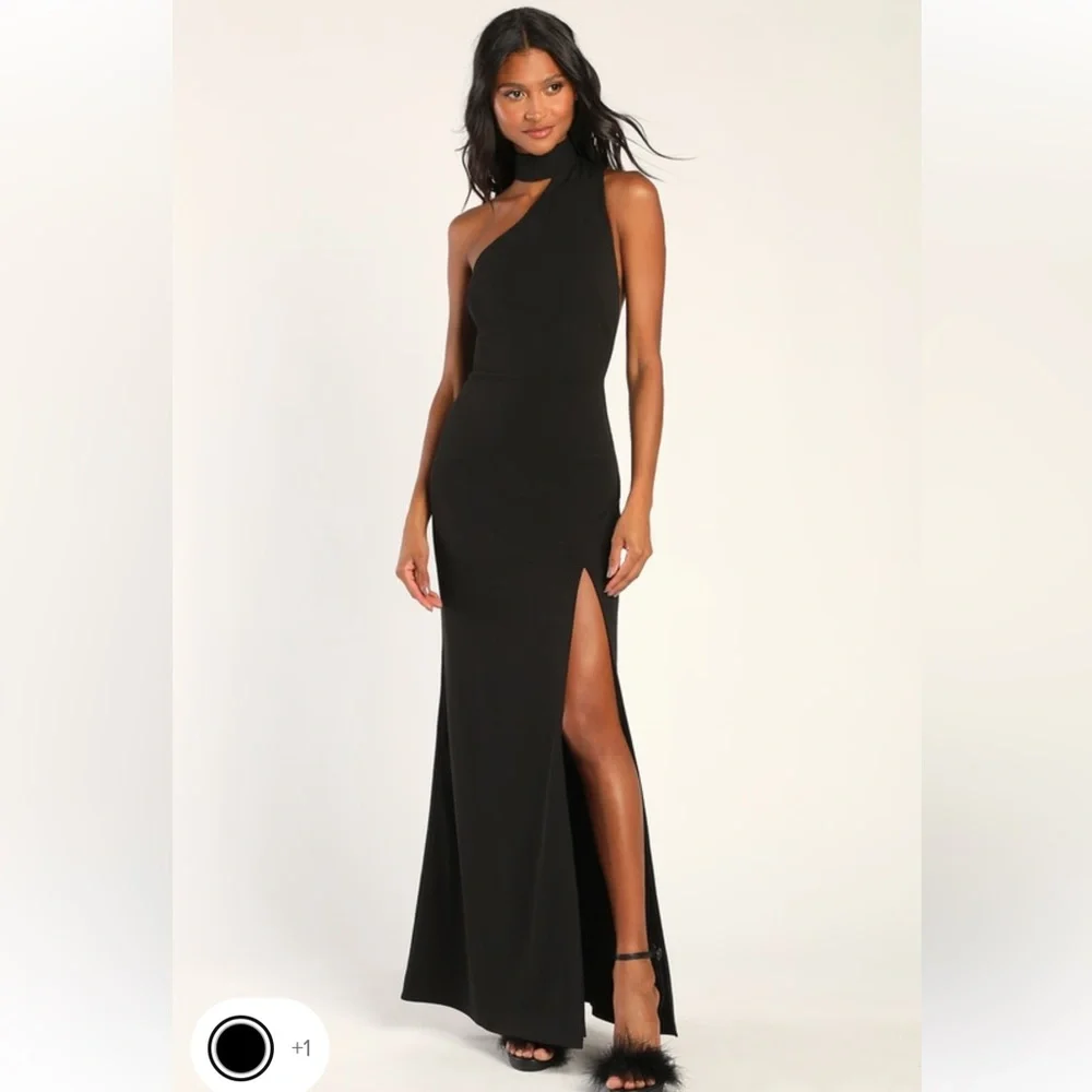 NWT Lulu’s Black Asymmetrical Black Dress - Picture 2 of 7